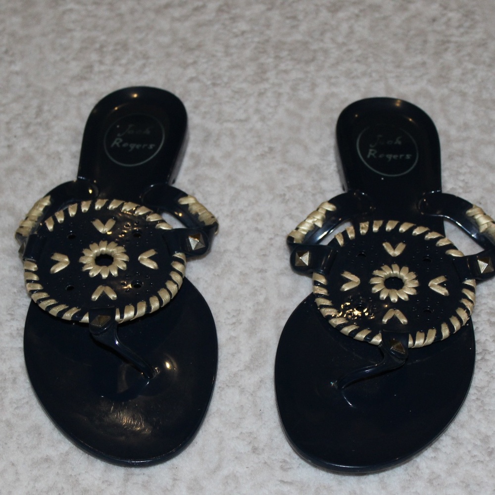 Navy and Gold Jelly Jack Roger Sandals